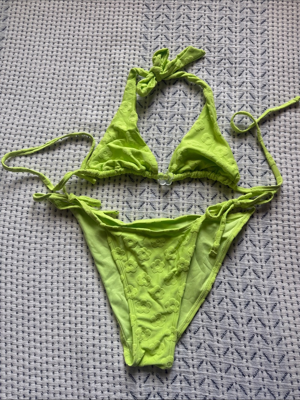 Neon Lime Tie-Side Bikini Set